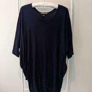 Valerie Dumaine Dark Blue Drapey Top (Size M)